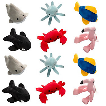 Mini Tropical Water Creatures Stuffed Animals - 12 Pc.