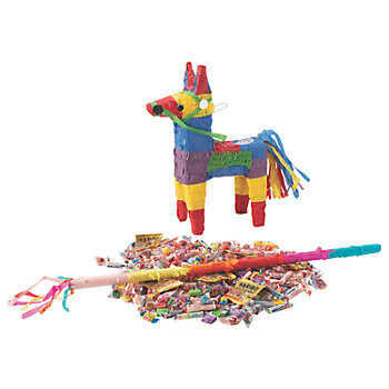 Multicolor Donkey Piñata Kit with Stick & Candy - 210 Pc.