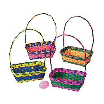Multicolor Rectangular Bamboo Easter Baskets - 12 Pc.