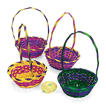 Multicolor Round Bamboo Easter Baskets - 12 Pc.
