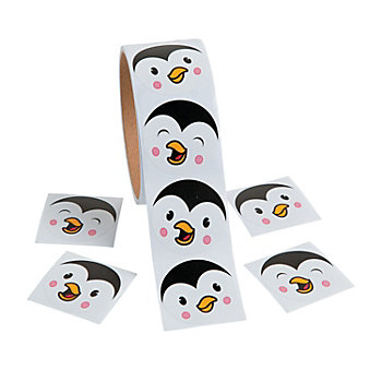 Penguin Face Sticker Roll - 100 Pc.