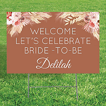 Personalized 22" x 18" Boho Neutrals and Pinks Yard Sign