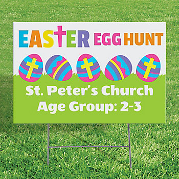 Personalized 24" x 16" Religious Easter Egg Hunt Yard Sign