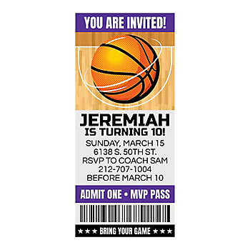 Personalized Basketball Ticket Invitations - 24 Pc.
