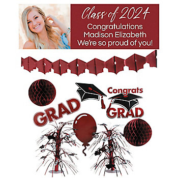 Graduation Class of 2023 Burgundy Party Supplies