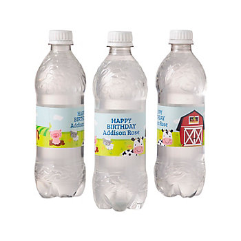 Personalized Farm Party Water Bottle Labels - 25 Pc.