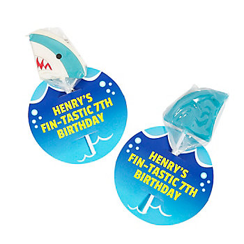 Personalized Shark Lollipops with Card for 12 