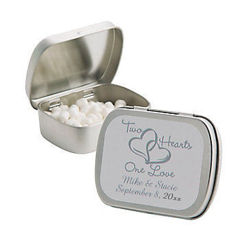 Personalized Two Hearts Mint Tins - 24 Pc.