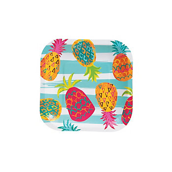 Pineapple Square Paper Dessert Plates - 8 Ct.