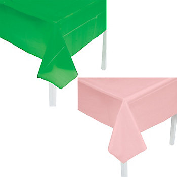 Pink & Green Disposable Plastic Tablecloth Set - 4 Pc.