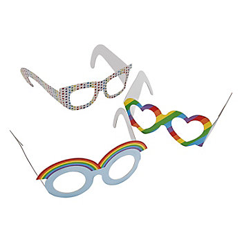 Rainbow Paper Glasses - 12 Pc