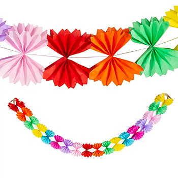 Rainbow Tissue Paper Fan Garland