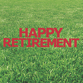 Red Happy Retirement Yard Signs