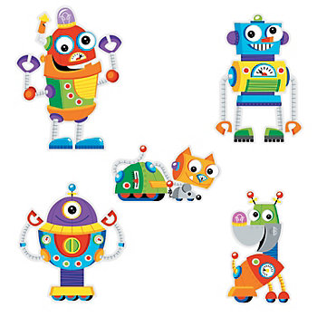 Robot Party Wall Cutouts - 6 Pc.