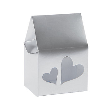 Silver Boxes with Heart Window - 12 Pc.