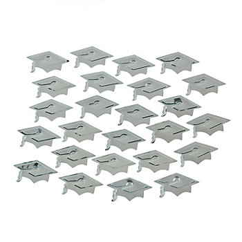 Silver Graduation Cap Confetti