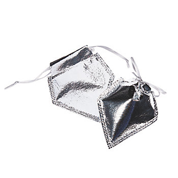 Silver Metallic Drawstring Favor Bags - 12 Pc.