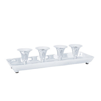 Silver Taper Candle Holder Tray