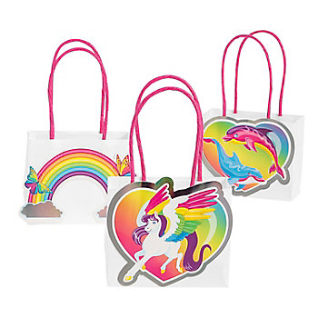 Small Rainbow Sparkle Gift Bags - 12 Pc.