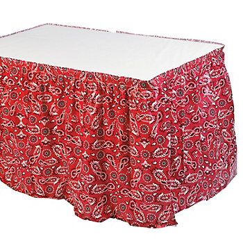 Stylish Red Bandana Print Table Skirt - 14 Ft. for Western Events