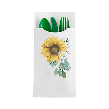 Sunflower Party Cutlery Silverware Holders - 12 Pc.