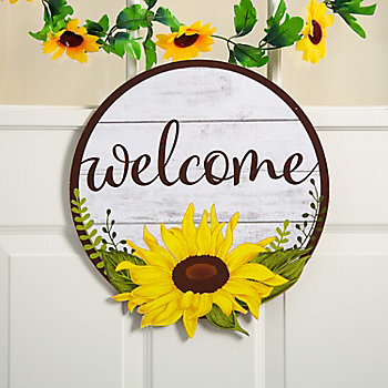 Sunflower Welcome Door Sign