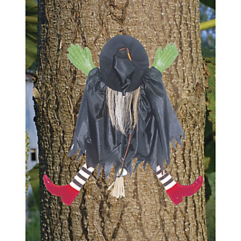 Tree Trunk Witch With Red Shoes Halloween Decoration