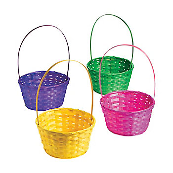 Vibrant Large Solid Color Bamboo Easter Baskets - 12 Pc.