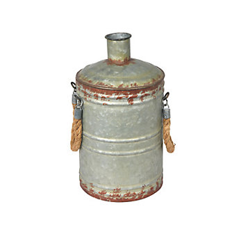 Vickerman 13.5" Rustic Metal Container with Handles