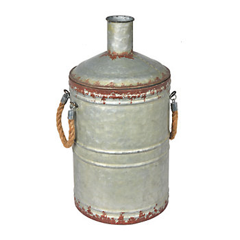 Vickerman 19.5" Rustic Metal Container with Handles