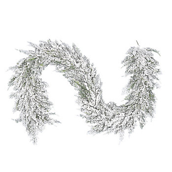 Vickerman 75" Snowy Cedar Garland