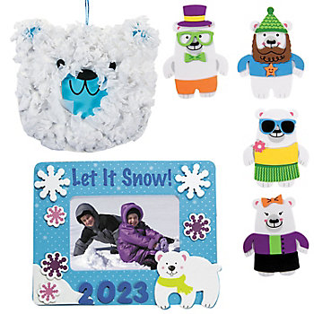 Winter Polar Bear Craft Kit Assortment - Makes 36