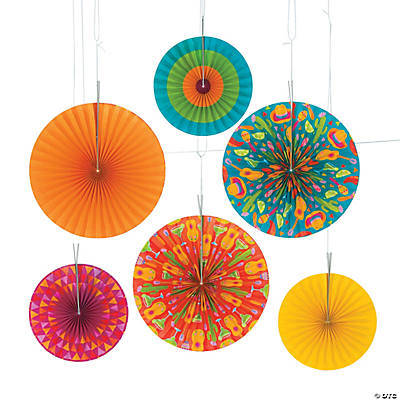 Colorful Paper Fans Party Decorations 6pcs Mexican Fiesta Hanging Decor  Birthday