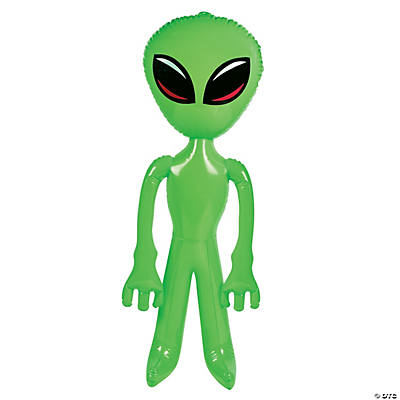 25 NEW INFLATABLE GREEN SPACE ALIENS 36" BLOW UP INFLATE ALIEN HALLOWEEN PARTY