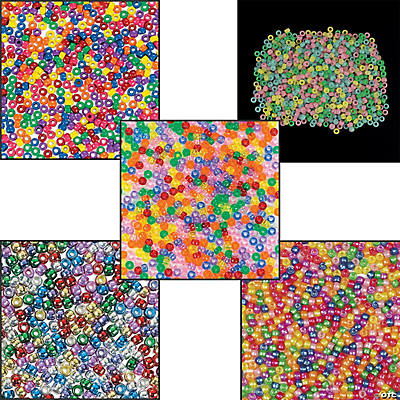 Creativity Street Pony Beads, Assorted Bright Hues, 6 mm x 9 mm, 1000 Per  Pack, 3 Packs