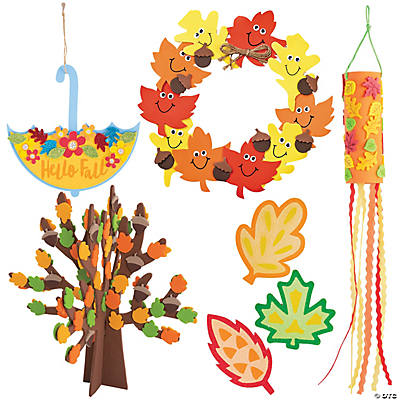 Crafts for Kids Fun Express Fall Leaves Glitter Mosaic Craft Kit Makes 12 