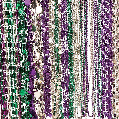 Bulk 576 Pc. Metallic Tri-Color Mardi Gras Bead Necklaces