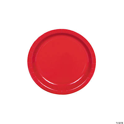 7 Bulk Red Paper Dessert Plates - 250 Ct.