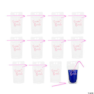 Bulk 50 Ct. Let's Party Collapsible Plastic Drink Pouches with Straws