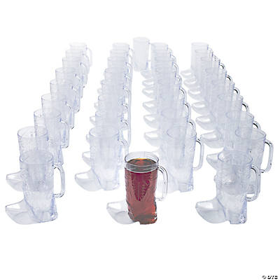 200 PC 9 oz Bulk Small Clear Plastic Cups with Gold Glitter