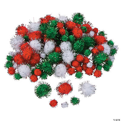 White Tinsel Pom Poms (100Pc) - Crafts for Kids and Fun Home Activities