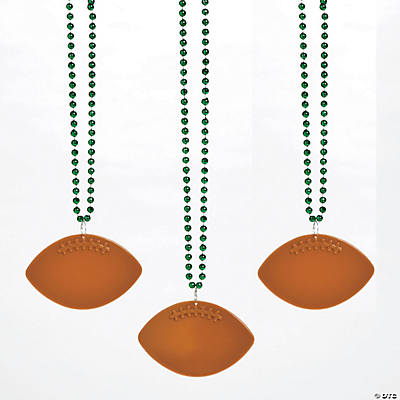 Bulk Black Bead Necklaces with Football Charms - 150 Pc.