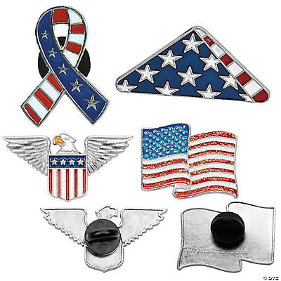 PinMart's Folded American Flag Memorial Veteran Lapel Pin on Instruction  Card