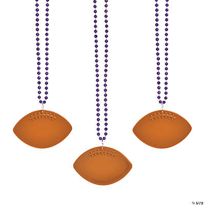 Bulk White Bead Necklaces with Football Charms - 150 Pc.