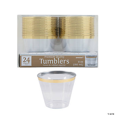 Clear Gold-Trimmed Premium Plastic Cups 20ct