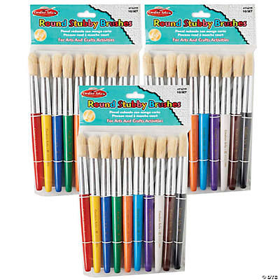 Creativity Street® Paint Cups with Brushes, 10 Assorted Colors, 7-1/4  Brushes & 3 Dia. Cups, 20 Pieces