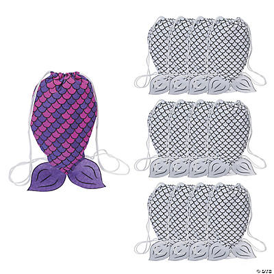 Mermaid Drawstring Backpack - 13x15.7 Inch Ocean Theme Gym Bag For Sports & Beach