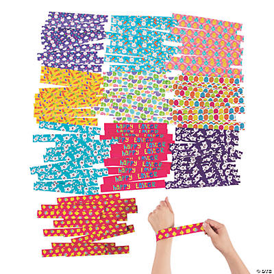 Colorful Easter Slap Bracelet Assortment - 150 Pc. for Fun Celebrations