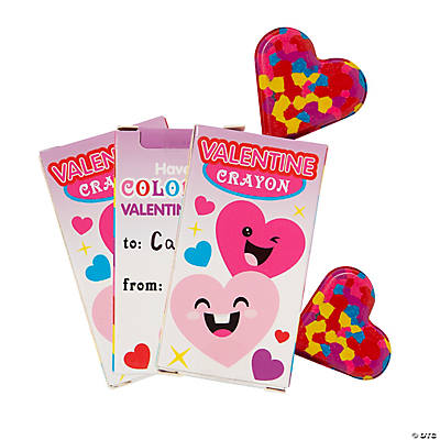 Confetti Heart Crayon Valentine Exchanges with Box for 12