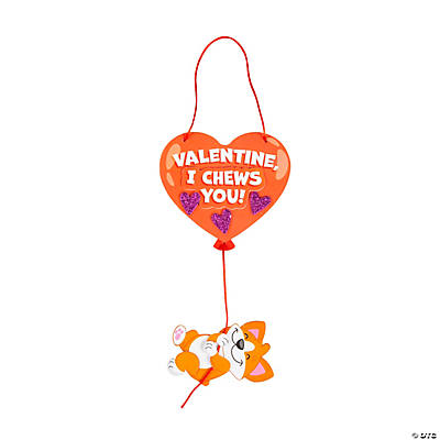 Corgi on Valentine Heart Balloon Sign Craft Kit - Makes 12